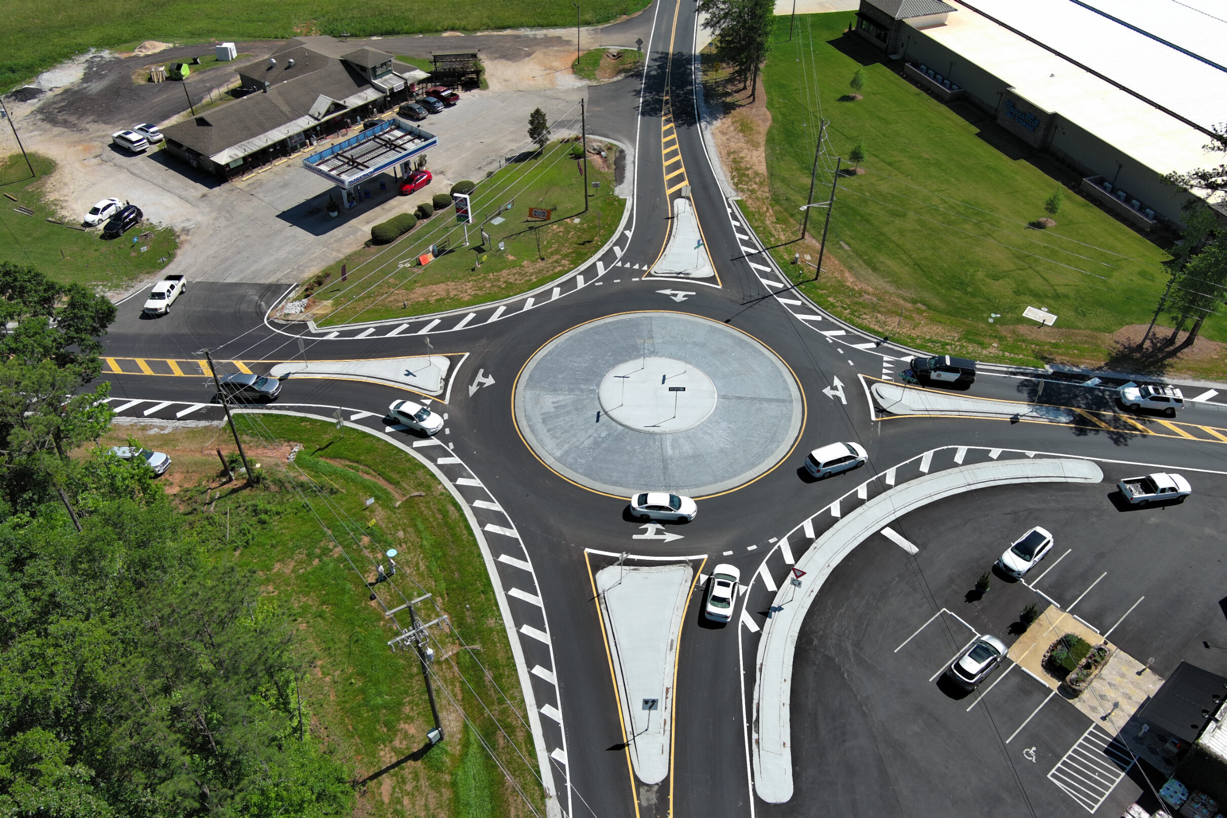 aerial view of the roundabout