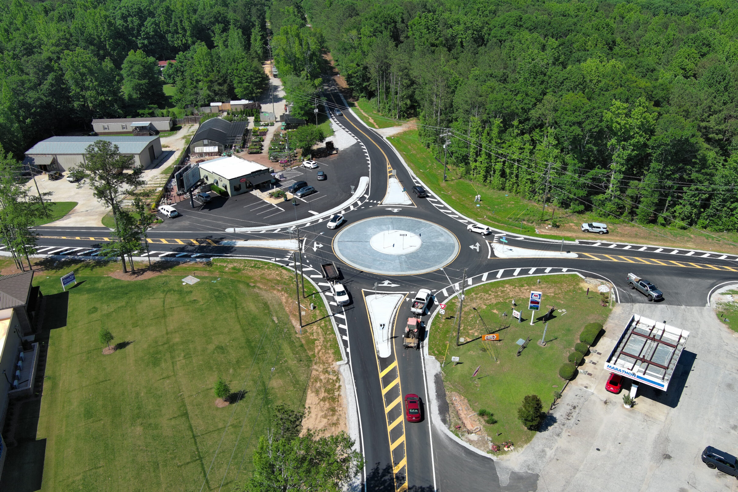 aerial view of roundabout