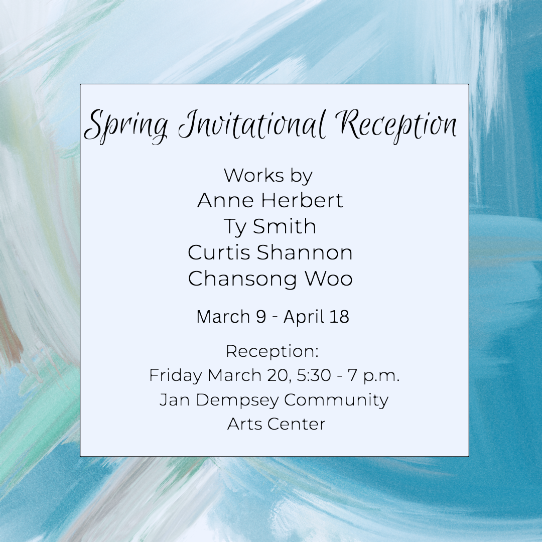Invitation for the Spring invitational with a white square in the middle and a colorful background